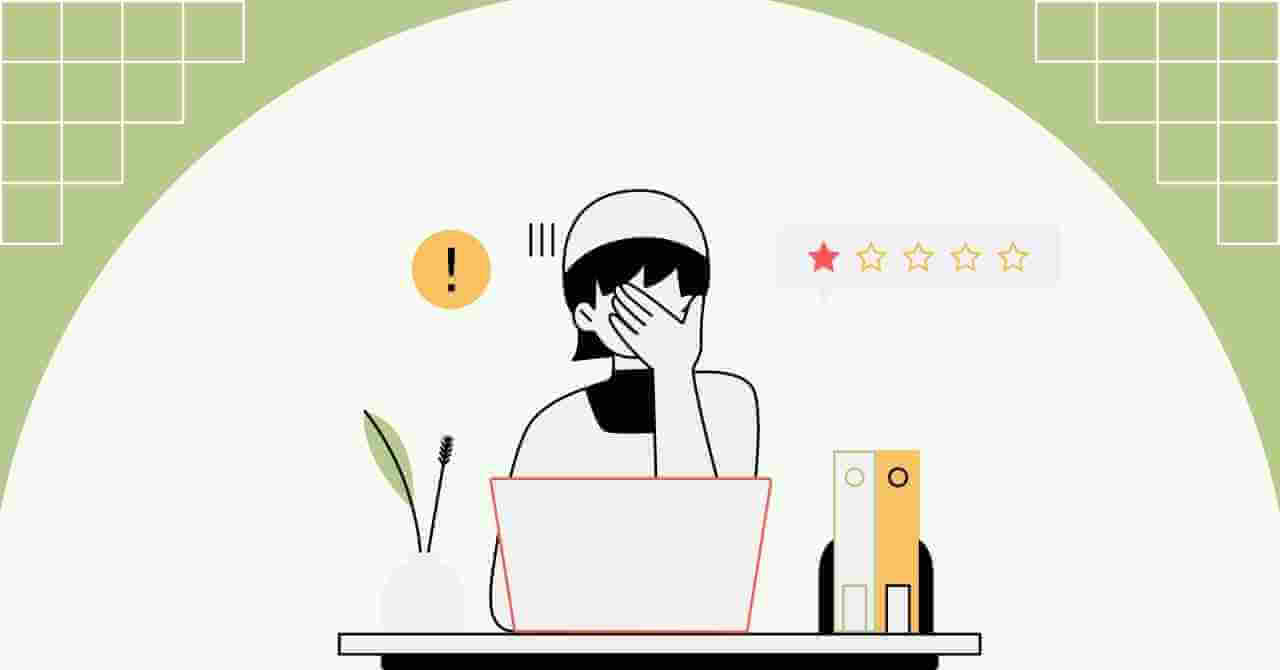 パソコンの前で目を抑えている女の人のイラスト