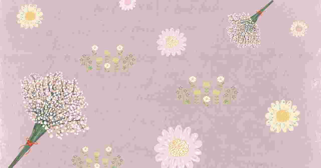 いくつかの花が散らばっているイラスト